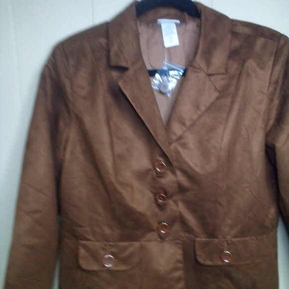 Vicki Wayne Jacket Blazer 10P 10 Petite Suede Brown - Picture 9 of 13